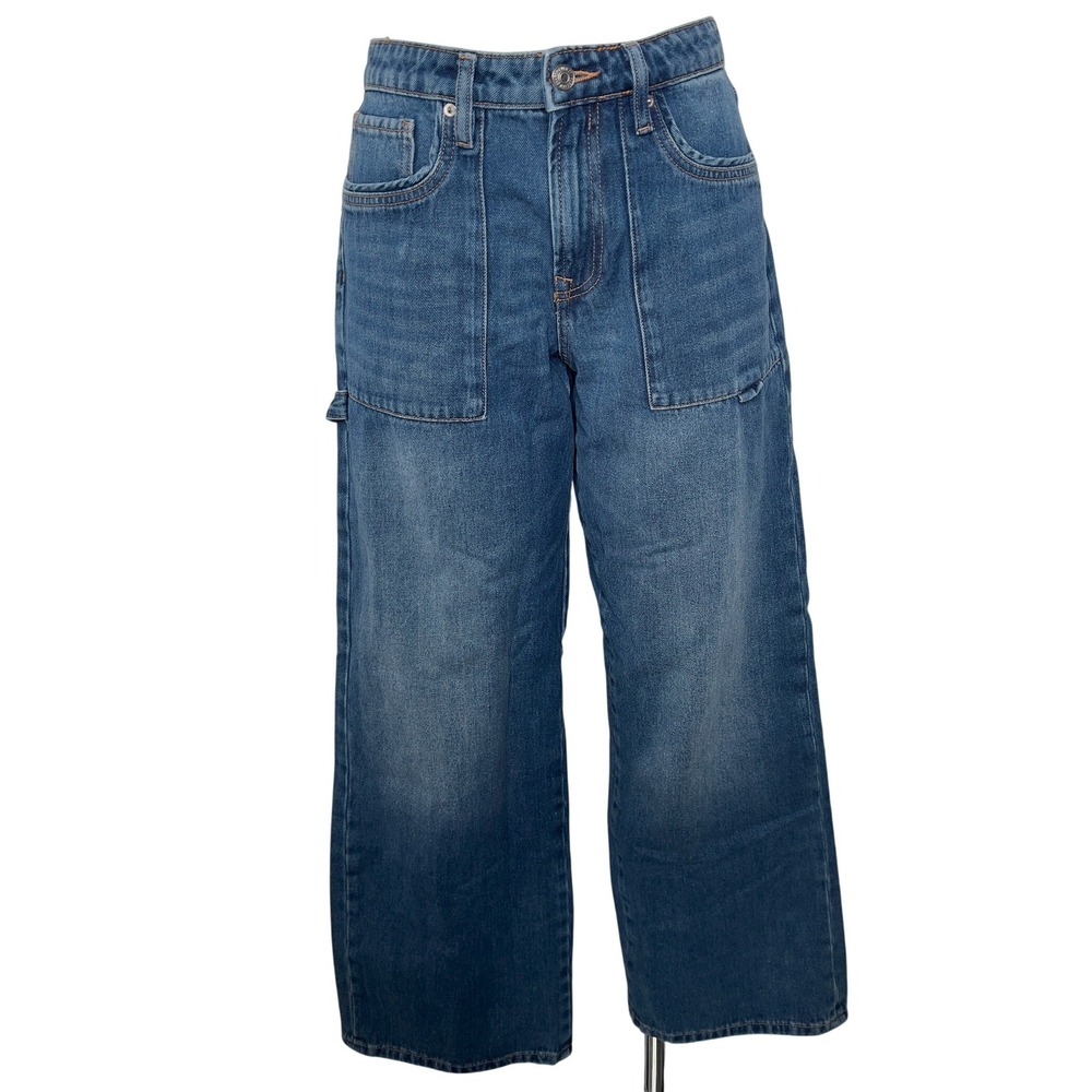 Forever 21 Womens Straight Leg Carpenter Jeans Blue Medium Wash Size 27 Utility - Picture 2 of 16